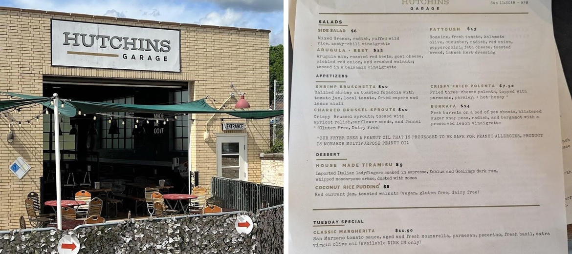 Hutchins Garage Menu